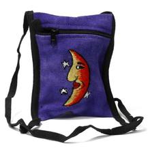 Purple Hemp Embroidered Sling Bag For Women