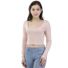 Blush Pink Solid Crop T-Shirt For Women