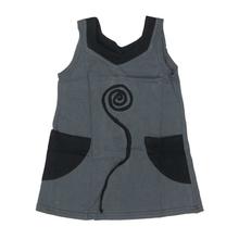 Grey/Black 100% Cotton Sleeveless Dress For Girls - F27.5.73