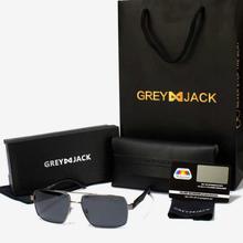 GREY JACK Gun/Black Framed Polarized Classic Square Aviator Sunglasses (Unisex)