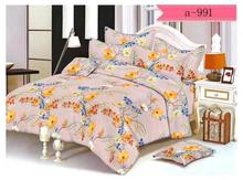 Beige Floral Printed Bed Sheet With 2 Pillow Covers