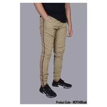 Hifashion- Slim Fit Side Stripes Ankle Length Pants For Men-Khaki