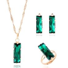 Red/Green Gold Color Cubic Zirconia Crystal Jewelry Sets Simulated