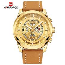 NF9129 24 Hour Quartz Luxury Wrist Watch For Men- Beige/Golden