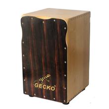 GECKO Brown/Cream Matt Finish Wooden Hand Cajon Drum With Bag - (CL-98)