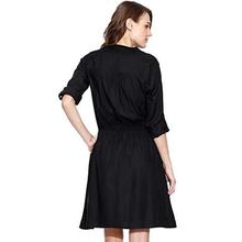 Amayra Women's Rayon A-Line Dress(Black)