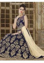 Stylee Lifestyle Navy Blue  Color Printed Gown-1554