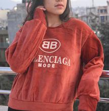 Trendy Velvet Red Sweatshirt For Women