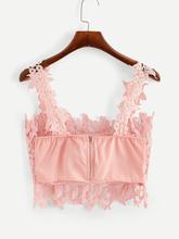 Zip Back Lace Panel Cami Top