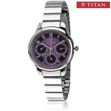 Titan Tagged Purple Dial Chronograph Watch For Women - 2481SM01