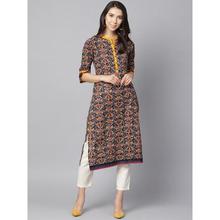 SALE- Shree Women Black & Navy Printed Straight Kurta