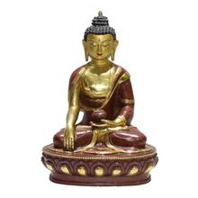 Golden/Red Sitting Gautam Buddha Metal Statue For Decor