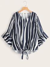 Knot Hem Zebra Stripe Blouse