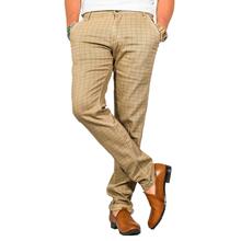 Virjeans Stretchable Cotton Check Chinos Pant for Men (VJC 712) Cream