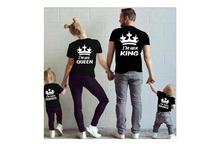 Summer Family Matching Father Mother Daughter Son Clothes Cotton T-shirt King Queen Family Look