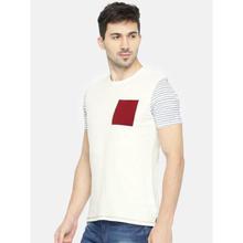 CAMLA Men Off-White Solid Round Neck T-shirt