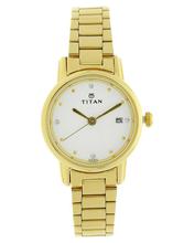 Titan White Dial Analog With Date Stainless Steel Strap Watch For Women - 2572Ym01