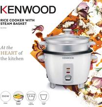 KENWOOD 2-in-1 Rice Cooker 0.6L 3-Cups Rice with Food Steamer Basket, Non-Stick Cooking Pot, Temepered Glass Lid, Warm/Cook Lights, Spatula Holder, Detachable Cord RCM30.000WH White