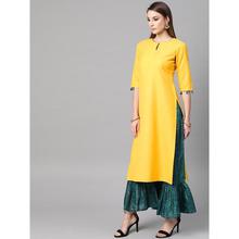 Gerua - Women Yellow & Green Solid Kurta with Palazzos &