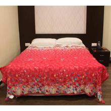 Pink Abstract Print Double Bed Thin Fleece Blanket