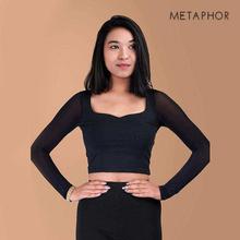 METAPHOR Black Sweetheart Neck Crop Top (Plus Size) For Women - MT104B