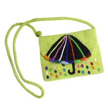 Chartreuse Green Woolen Cross Body Bag For Women