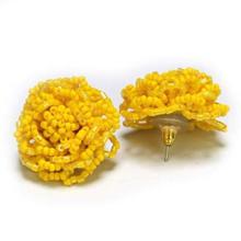 Yellow Floral Beads Woven Pote Earring