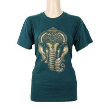 Half Sleeve Ganesh Printed 100% Cotton T-Shirt For Women-Black - 017