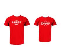 Wosa - Round Beauty and Beast Red Print Couple Matching Tshirt