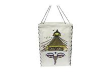 White Swayambhu Nath Eye Print Lokta Paper Rectangular Lamp Diffuser