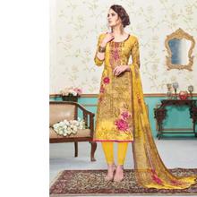 Designer Cotton with Neck Embroidery - Glow Yellow Color Kurta Salwar for Women