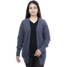 Dark Grey Solid Mix Cashmere Outwear For Women