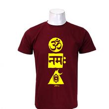 Wosa - Black Round Neck Om Namaha Print Half Sleeve Tshirt for Men