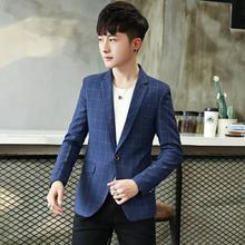 Navy Blue Checkered Blazer For Men