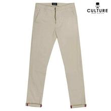 Cream Slim Fit Cotton Chinos For Men