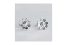 Silver Four-leaf Flower Design Stud Earrings