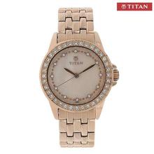 Titan 9798WM01 Champagne Dial Analog Watch For Women