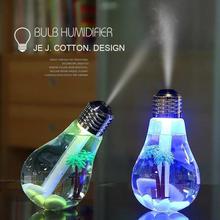 LED Lamp Air Ultrasonic Humidifier USB powered discoloration bulb humidifier ultra quiet color night light Silver