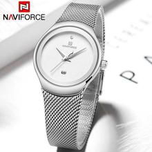 NaviForce NF5004 Date Function Stainless Steel Mesh Watch for Women– Silver