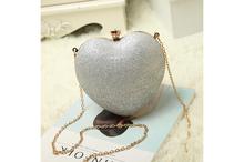 Shiny Heart Shaped Crossbody Bag Party Bag For Women-Silver (41001910)
