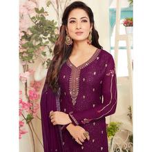 Stylee Lifestyle Wine Georgette Embroidered Dress Material (1767)