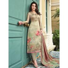 Stylee Lifestyle Beige Satin Printed Dress Material - 1861