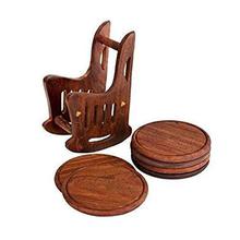 RGRANDSONS® Wooden Tea Coasters Set of 6, Round Handicraft with