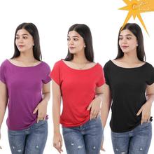 Pack of Three Boat Neck T-Shirt For Women-WTP4697