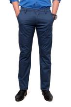 Navy Blue Stretchable Twill Cotton Pants For Men