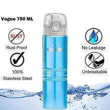 Milton Vogue Stainless Steel Water Bottle, 750 ml, Blue