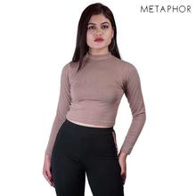 METAPHOR Dark Nude Solid Top For Women - MT46N
