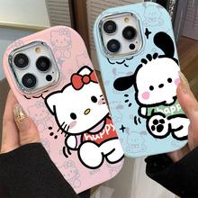Pochacco Phone Cases Compatible for IPhone 7Plus 15 11 XR 13 11 12 14 15 Pro Max 7 8 Plus XS Max Bow Hello Kitty Shockproof Soft Tpu Case