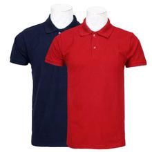 Pack Of 2 100% Cotton Polo T-Shirt For Men - Navy Blue/Red