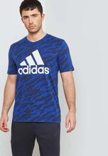 Adidas Blue Essential AOP T-Shirt For Men - CZ9082